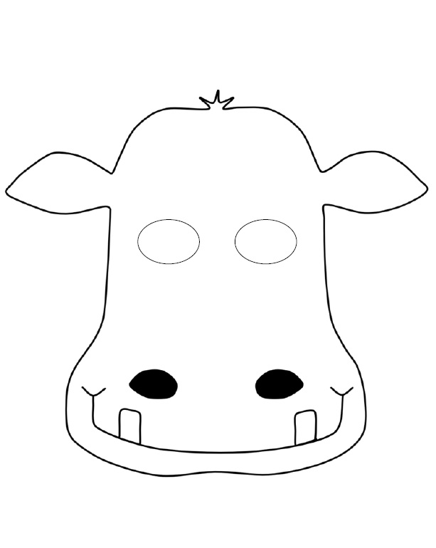 çocuklar için hazır kağıttan Su Aygırı maskesi şablonu